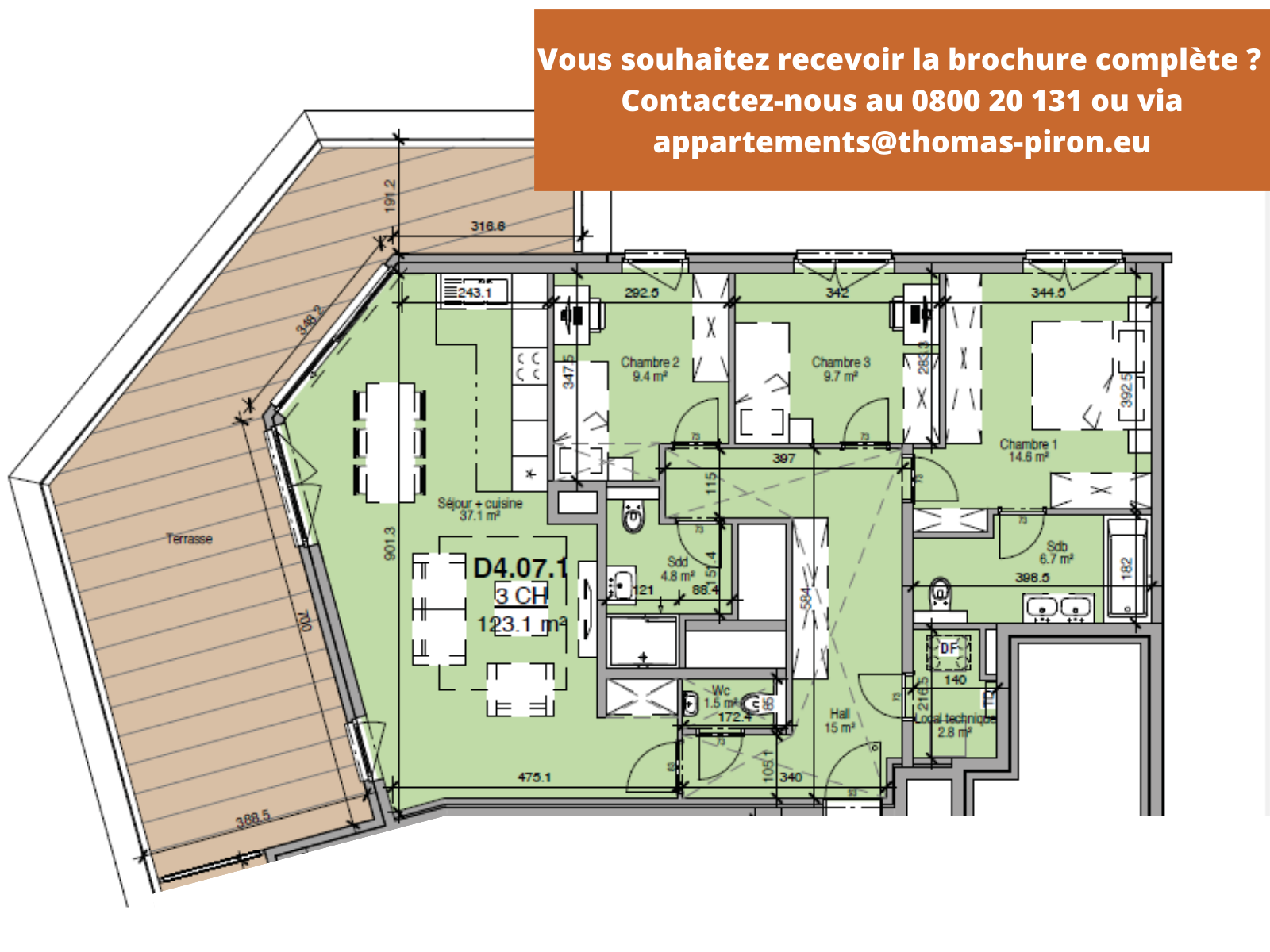 Appartement à vendre à Liège 4020 454000.00€ 3 chambres 123.00m² - annonce 1401864