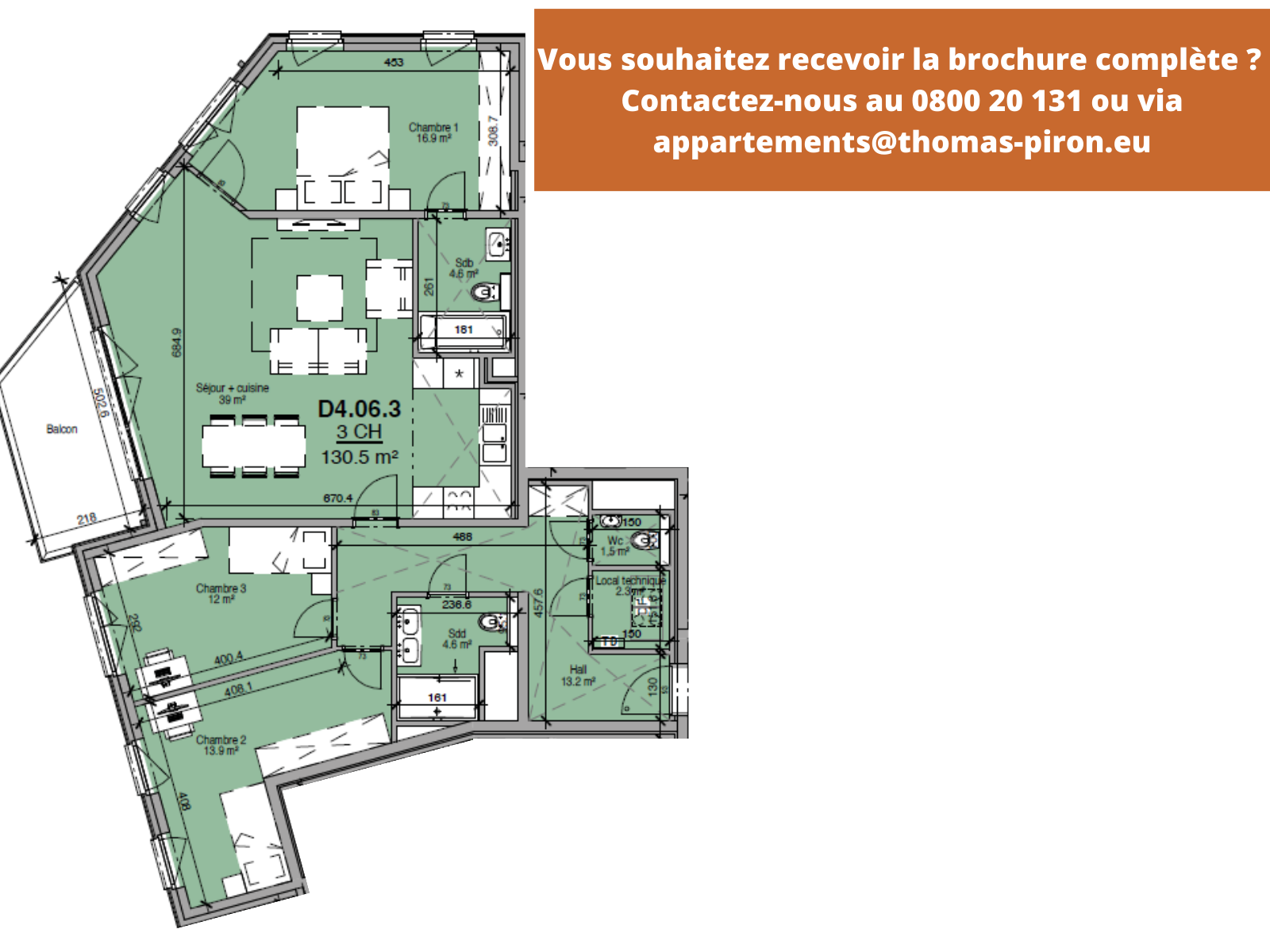 Appartement à vendre à Liège 4020 388000.00€ 3 chambres 131.00m² - annonce 1402171