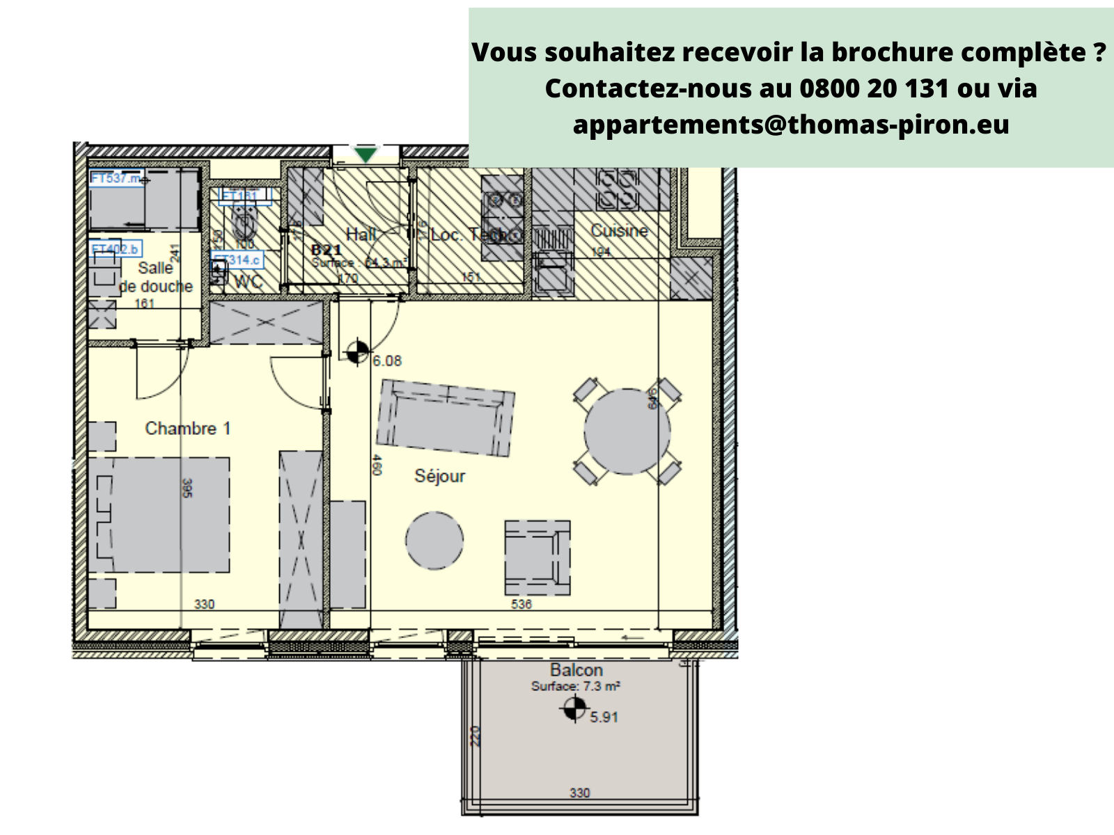 Appartement à vendre à Hannut 4280 255000.00€ 1 chambres 64.30m² - annonce 365735