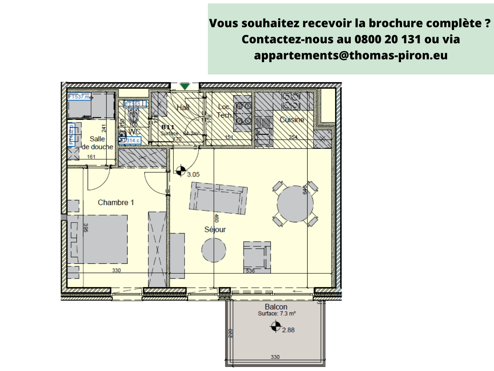 Appartement à vendre à Hannut 4280 245000.00€ 1 chambres 64.30m² - annonce 365268