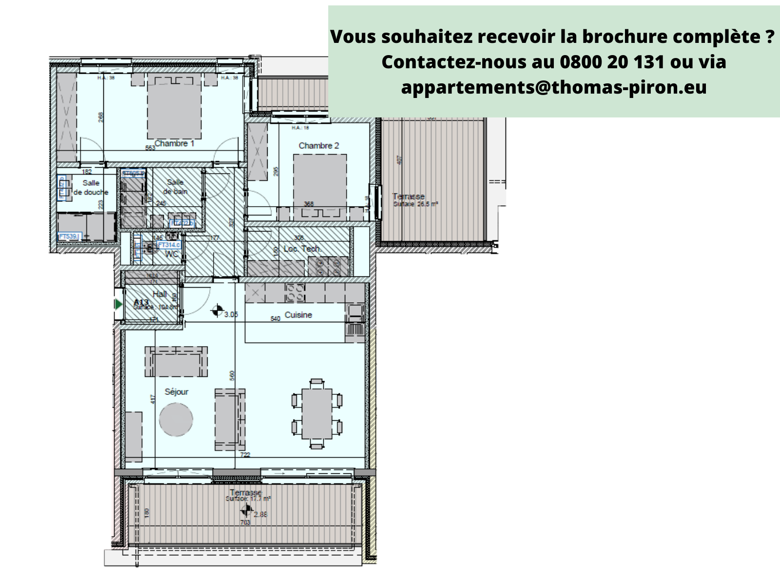 Appartement à vendre à Hannut 4280 385000.00€ 2 chambres 104.80m² - annonce 365271