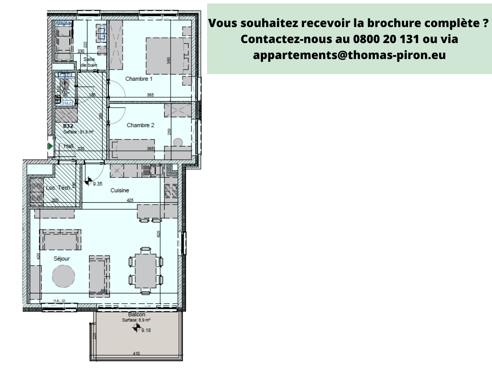 Appartement à vendre à Hannut 4280 355000.00€ 2 chambres 91.90m² - annonce 365737