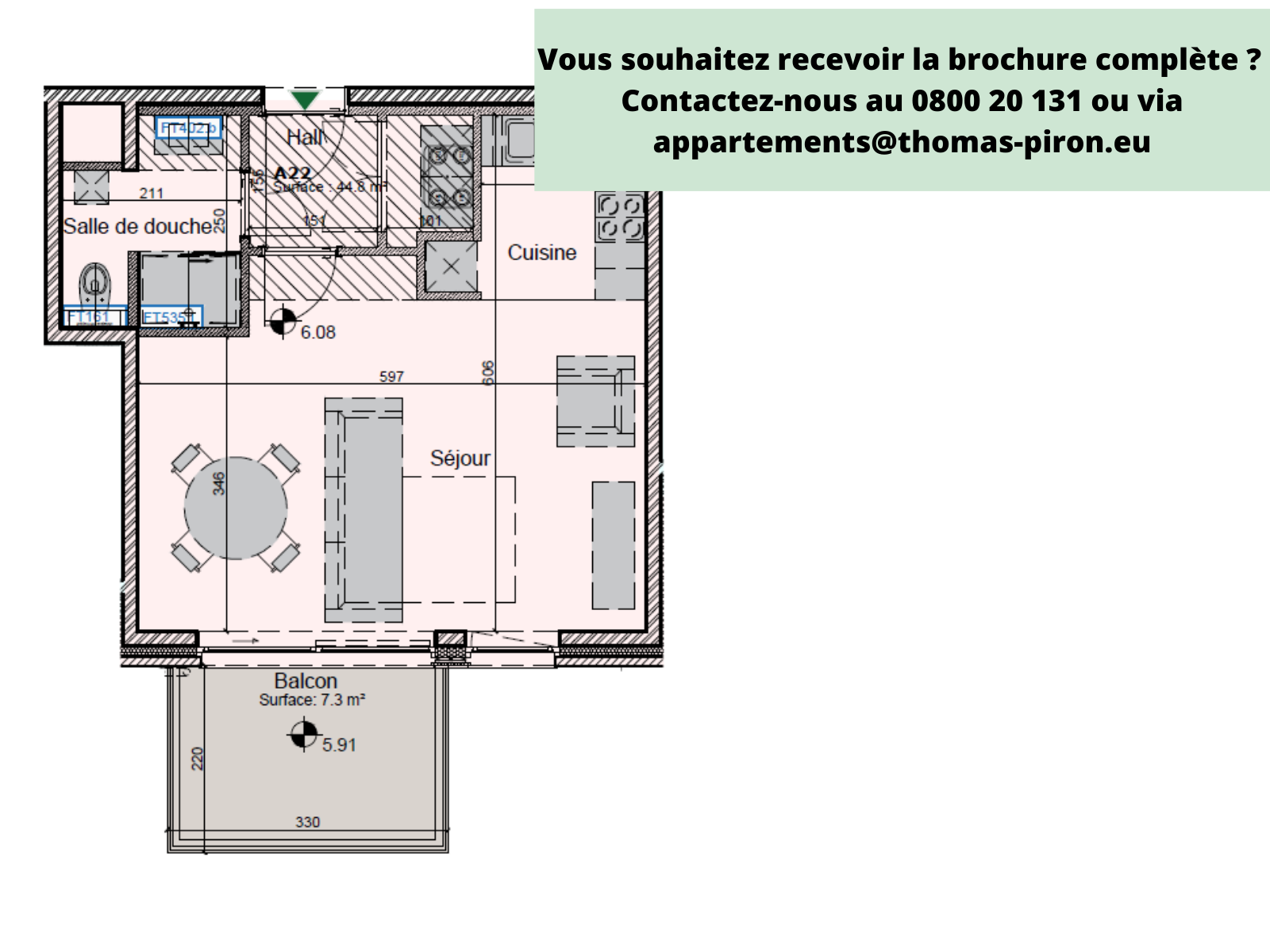 Appartement à vendre à Hannut 4280 185000.00€  chambres 44.80m² - annonce 365739