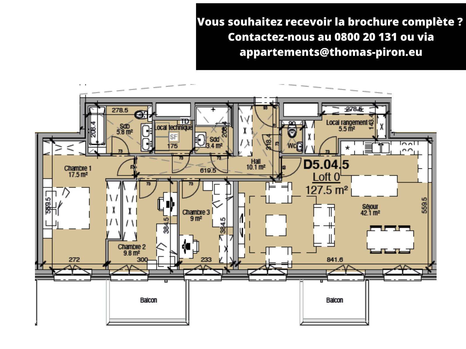 Loft à vendre à Liège 4000 370000.00€ 3 chambres 128.00m² - annonce 366439