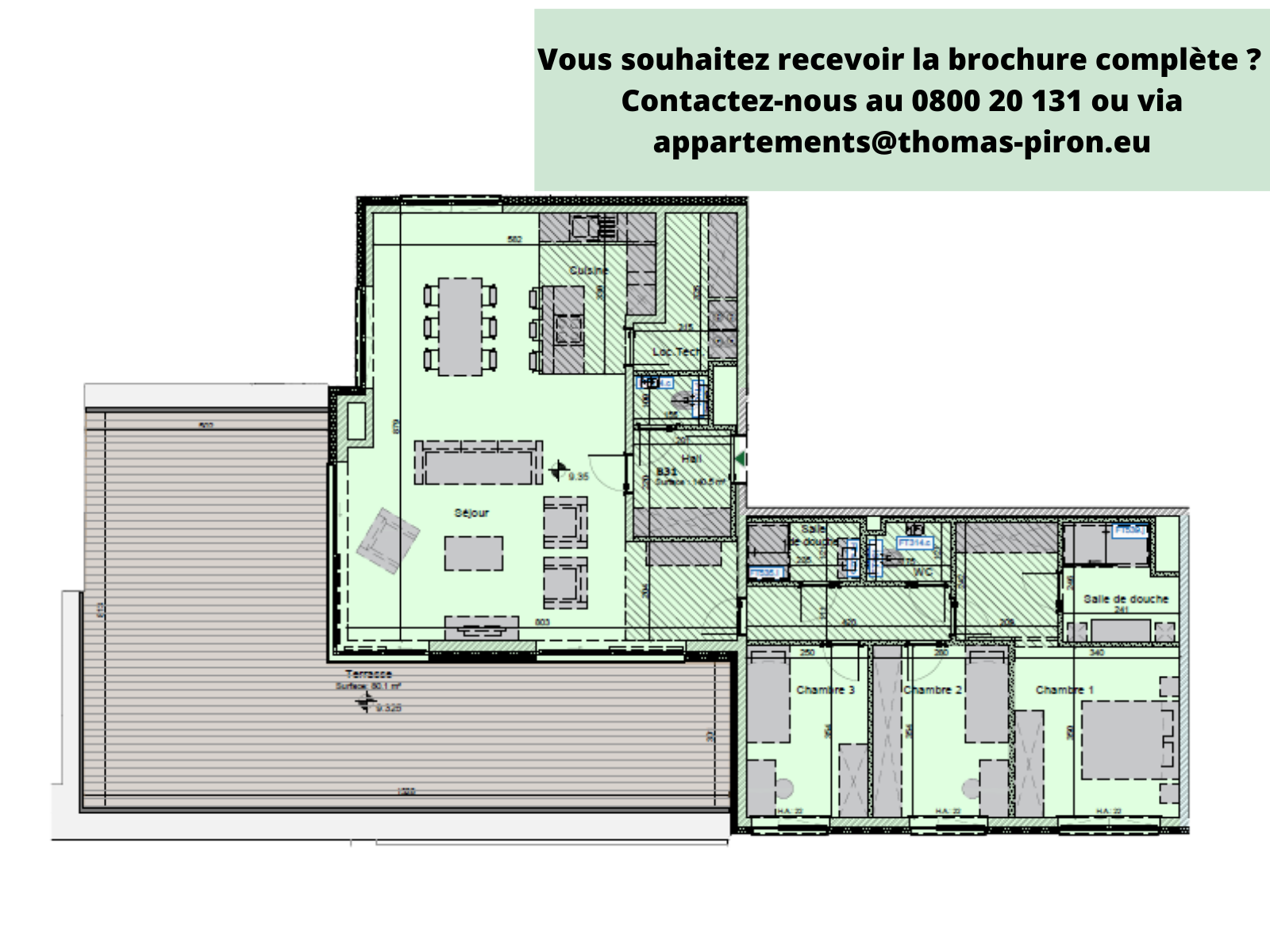 Appartement à vendre à Hannut 4280 595000.00€ 3 chambres 140.50m² - annonce 365736