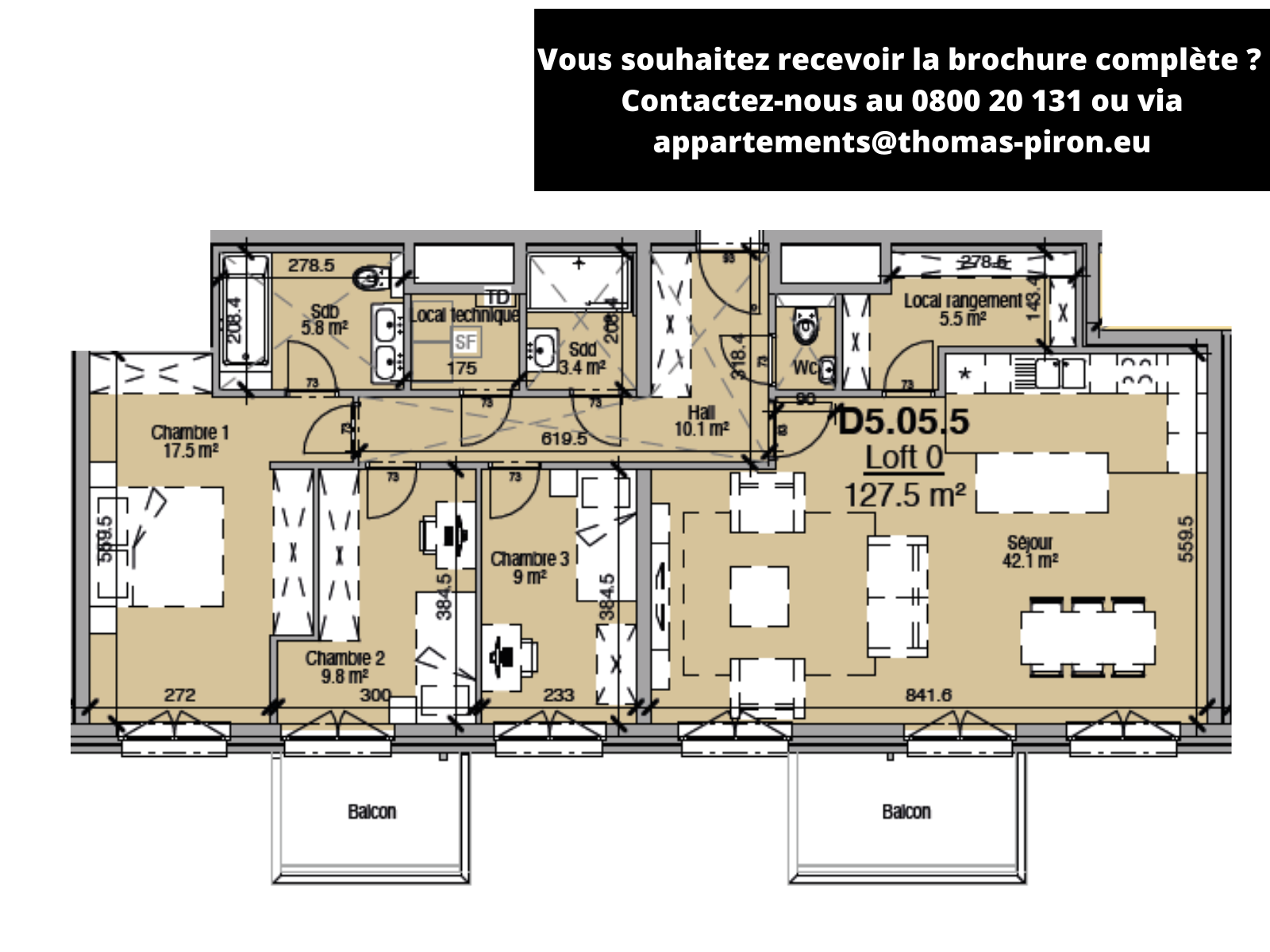 Loft à vendre à Liège 4000 380000.00€ 3 chambres 128.00m² - annonce 366070
