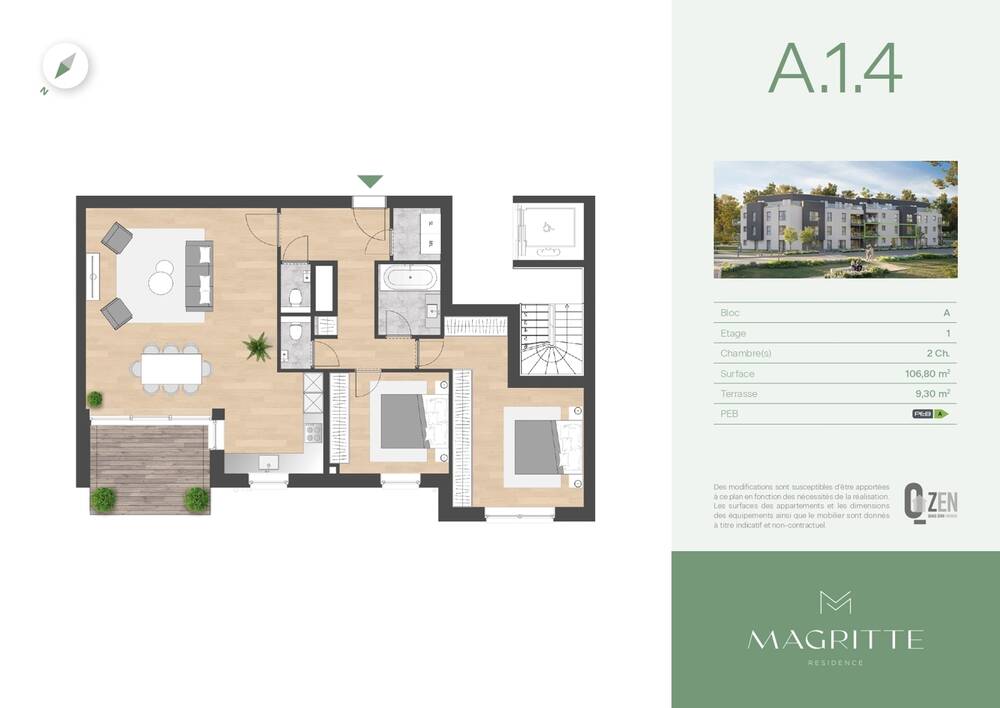 Appartement à à Angleur 4031 0.00€ 2 chambres 106.80m² - annonce 580701