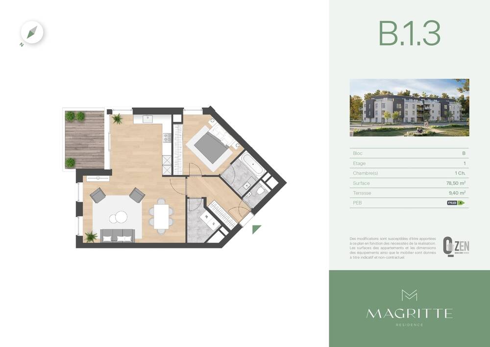 Appartement à louer à Angleur 4031 950.00€ 1 chambres 69.00m² - annonce 511018