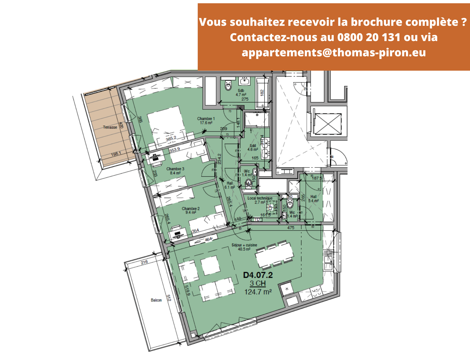 Appartement à vendre à Liège 4020 414000.00€ 3 chambres 125.00m² - annonce 555735