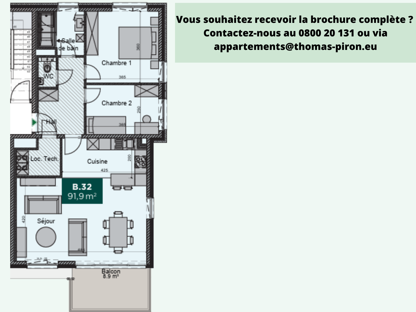 Appartement à vendre à Hannut 4280 344256.00€ 2 chambres 91.90m² - annonce 555420