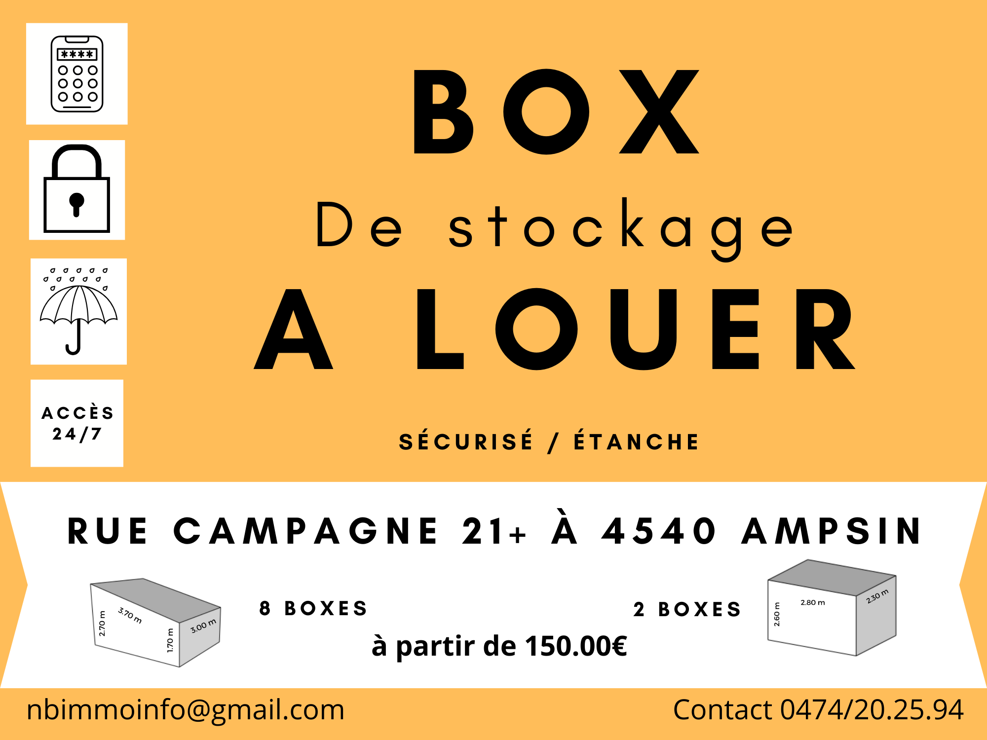 Parking / garage à louer à Ampsin 4540 150.00€ chambres m² - annonce 582572