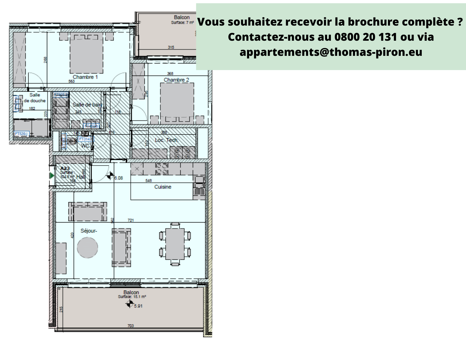Appartement à vendre à Hannut 4280 354256.00€ 2 chambres 104.80m² - annonce 602733