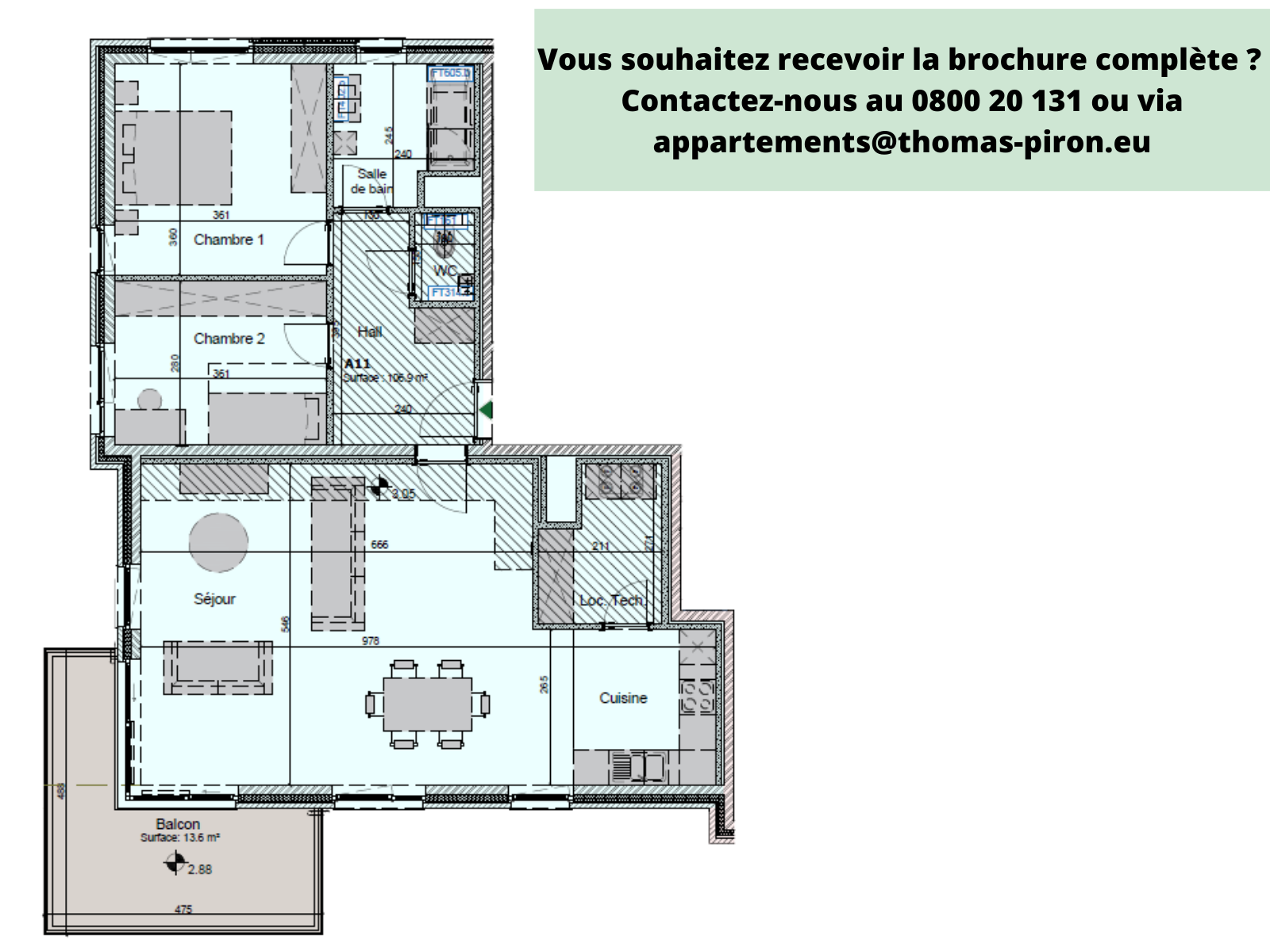 Appartement à vendre à Hannut 4280 384256.00€ 2 chambres 406.90m² - annonce 602730