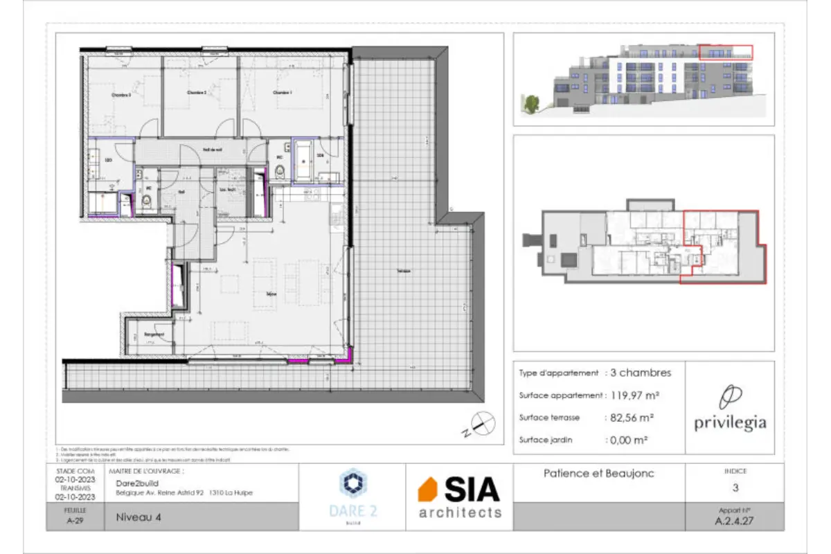 Penthouse à vendre à Liège 4000 416431.00€ 3 chambres 119.00m² - annonce 661319