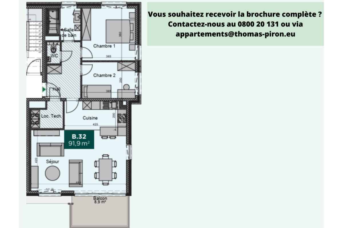 Appartement à vendre à Hannut 4280 355000.00€ 2 chambres 91.90m² - annonce 671313