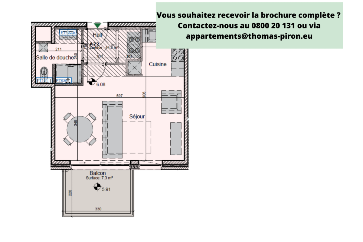 Appartement à vendre à Hannut 4280 194000.00€  chambres 44.80m² - annonce 671316